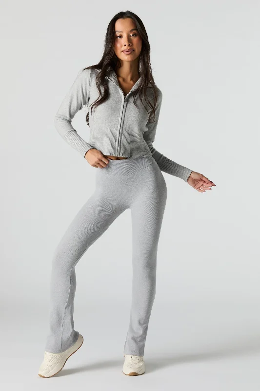 Ribbed Faux Fur Lined Flare Legging