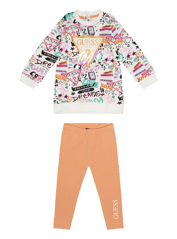 Street Graffiti Print Jumper And Leggings 2-Piece Set (0-12m)