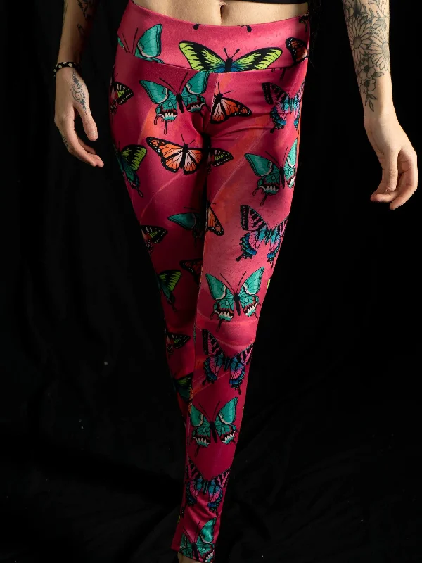 Maroon Butterfly Leggings