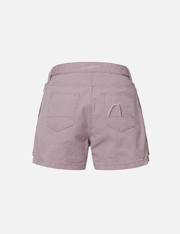 Pigment-dyed Shorts with Side Zippers