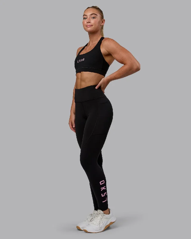 Rep Full Length Leggings - Black-Bubblegum