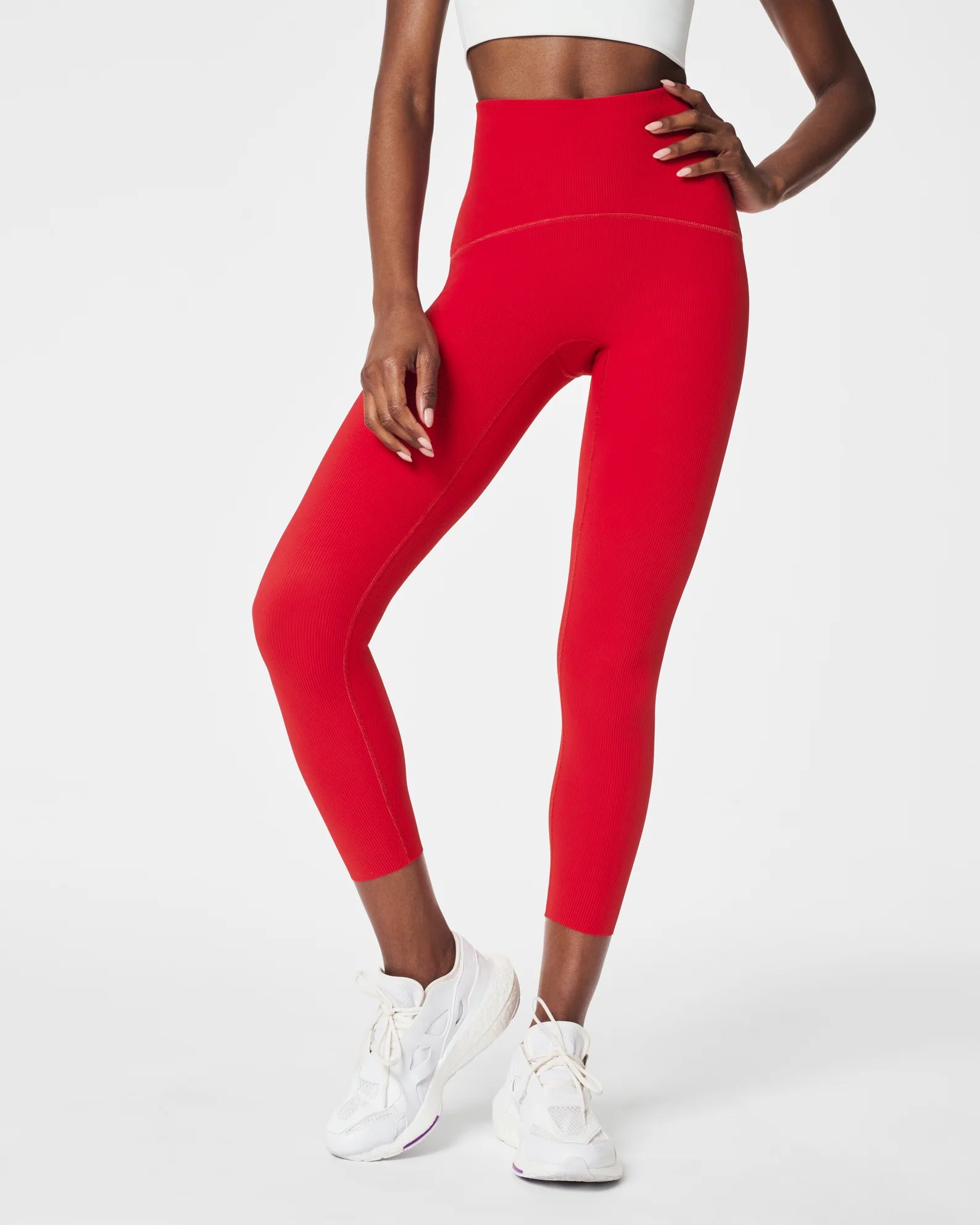 Spanx Booty Boost Active Contour Rib 7/8 Leggings | Red