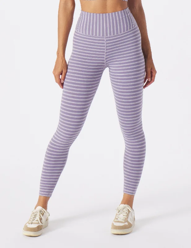 Sultry 7/8 Legging: Amethyst/Oatmilk Stripe