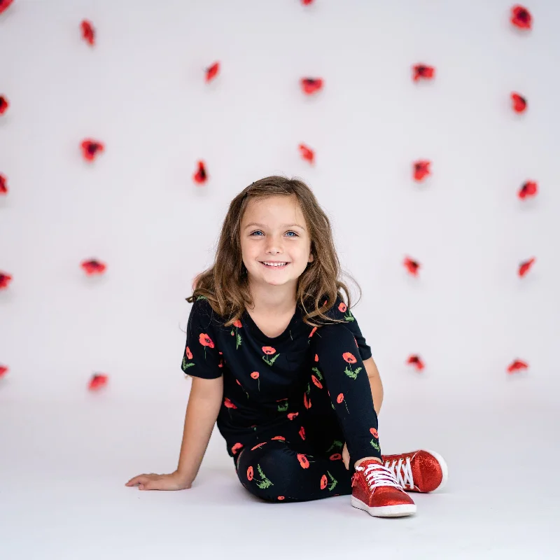 Toddler Leggings in Midnight Poppies