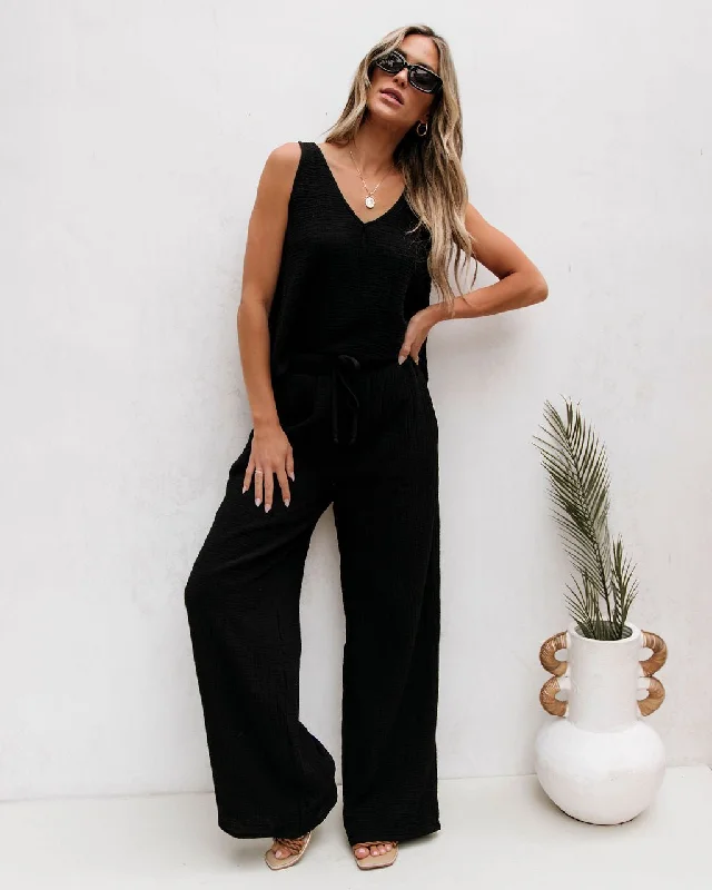 Black Linen Wide Leg Pants - FINAL SALE