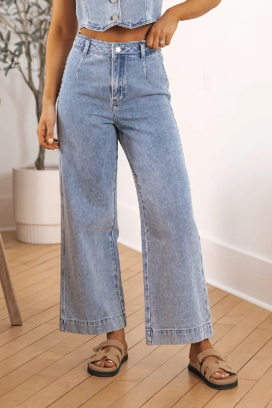 Denim Wash Wide Leg Jeans - FINAL SALE