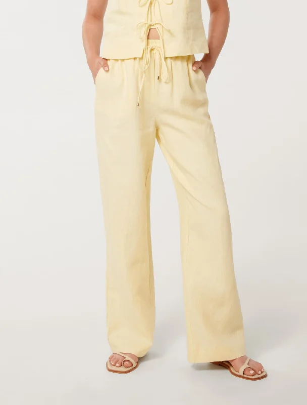 Erin Linen Drawstring Straight Leg Pants