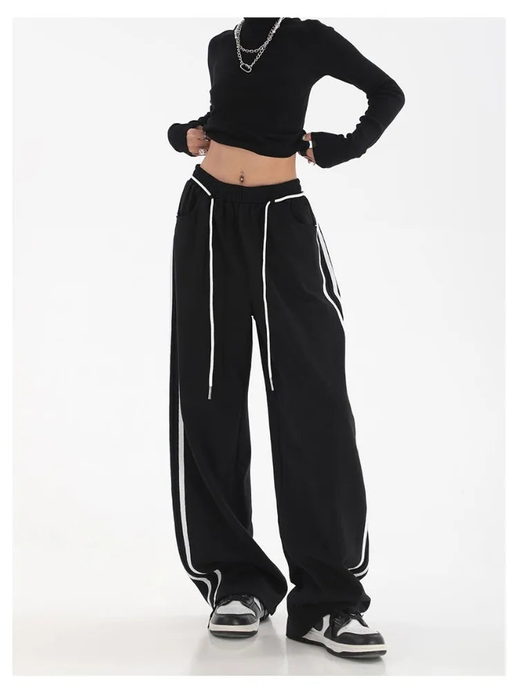 Japanese Black Sweatpants Women Cyber Punk Oversize Wide Jogger Pant