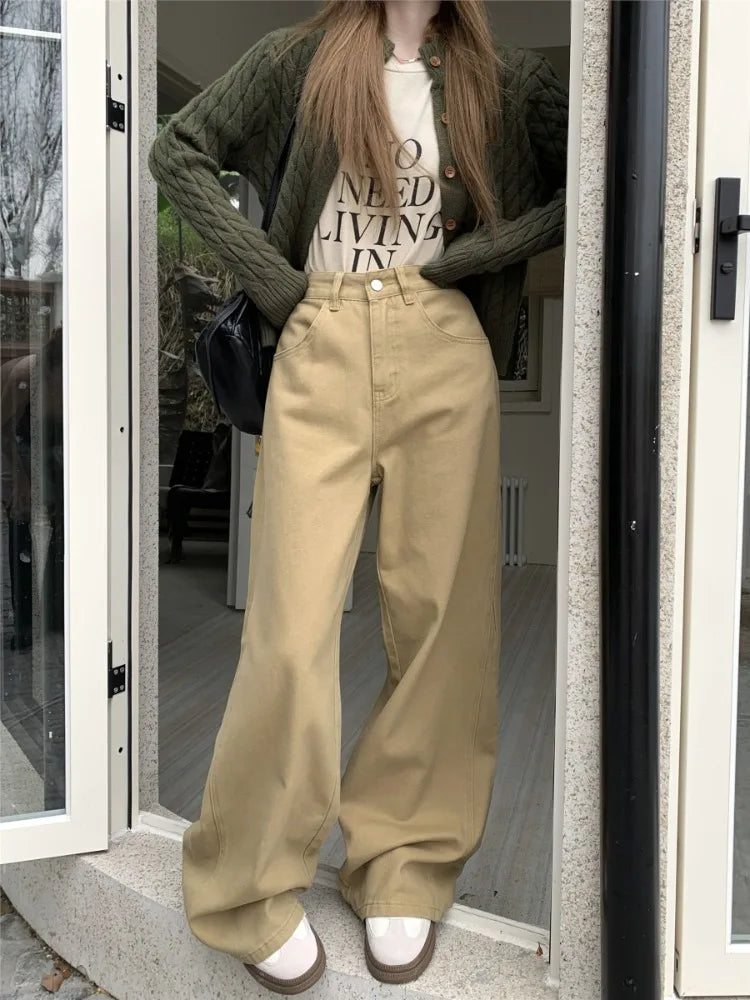 Khaki Oversize Y2K Cargo Harajuku Baggy Kpop High Waist Slacks Pant