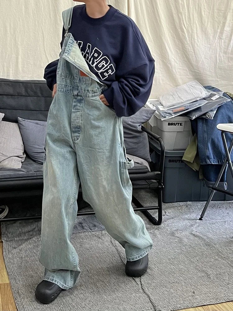 Vintage Kpop Baggy Hippie Denim Overalls Harajuku Korean Streetwear Oversize Cargo Pant